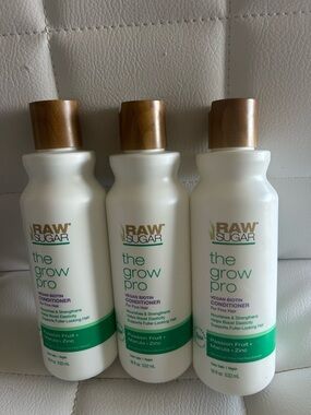 Lot of 3 Raw Sugar The Grow Pro Hair Care Vegan Biotin Conditioner 18 Oz. EACH